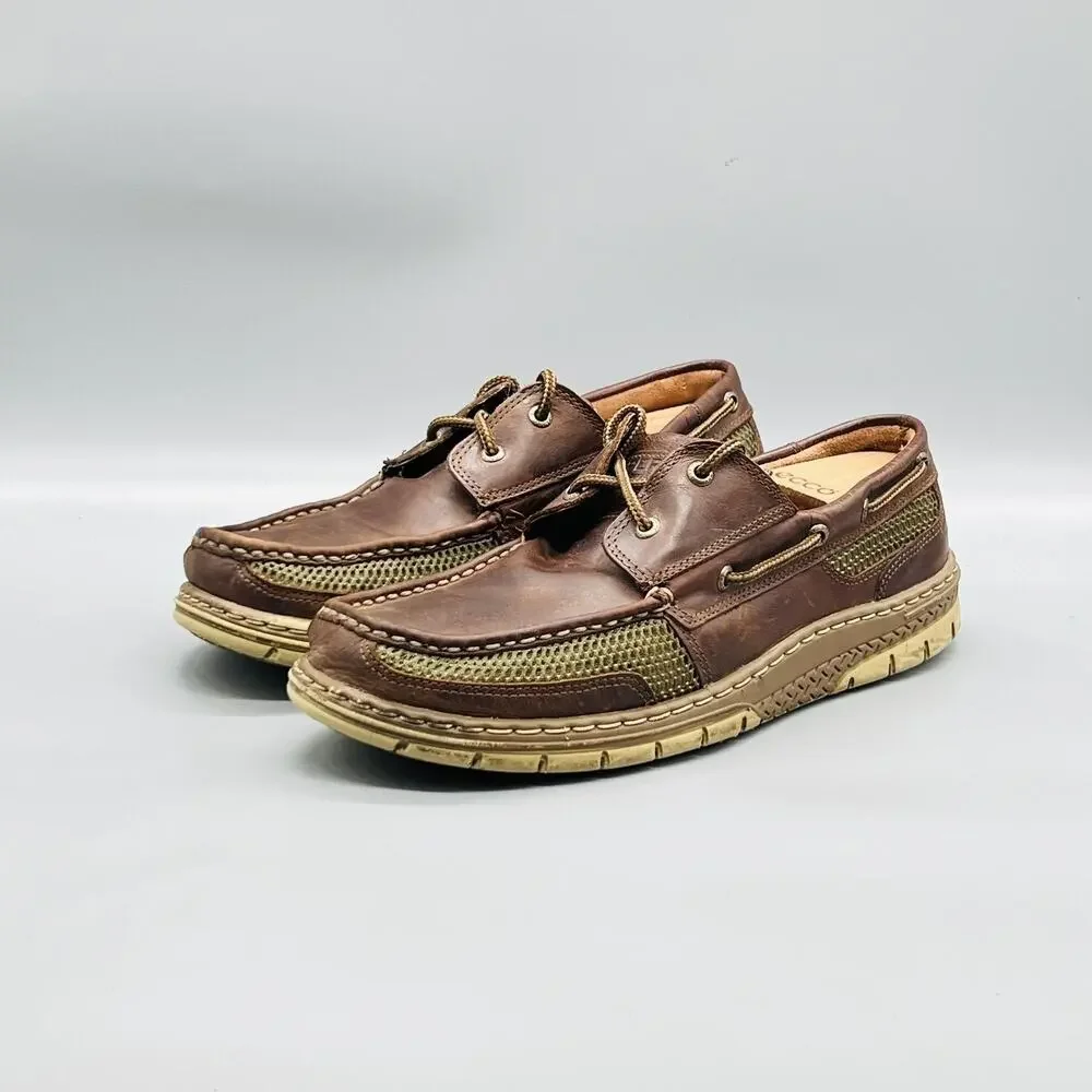 Sperry Shoes Mens 11 Brown Leather Mesh Top Sider Boat Moc Toe Casual Comfort
